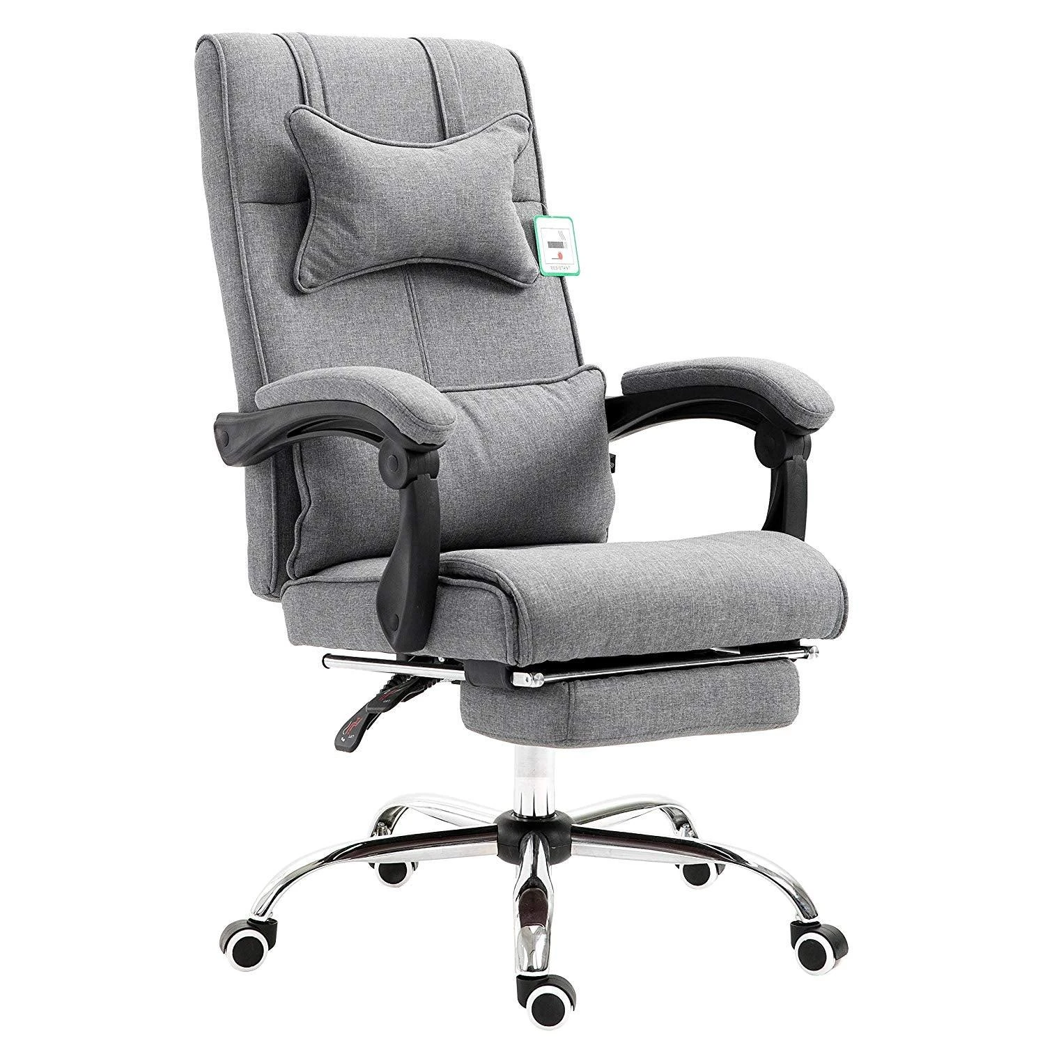 Lawrence Executive Reclining Chair With Foot And Headrest In Grey