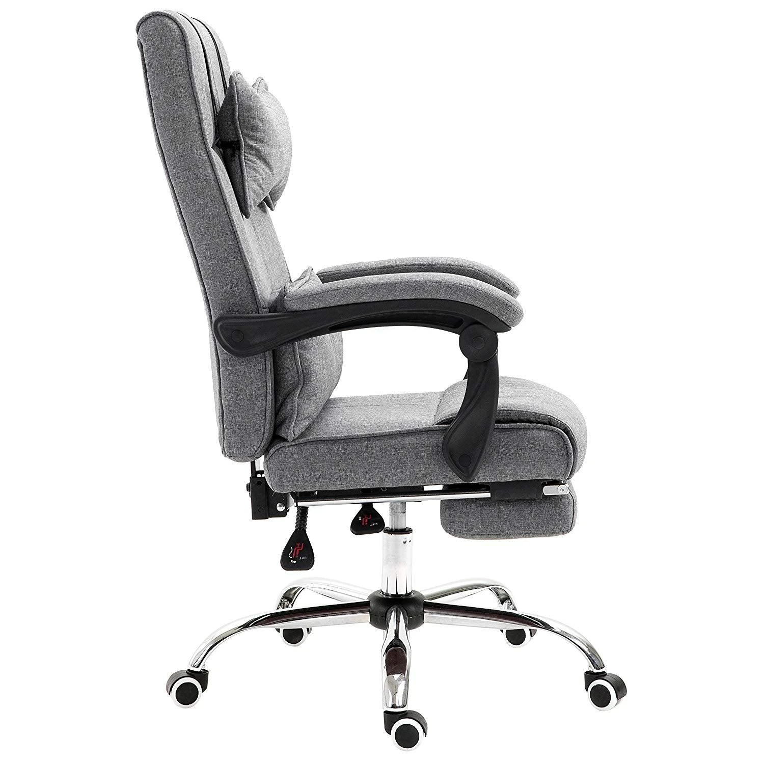 Lawrence Executive Reclining Chair With Foot And Headrest In Grey - Image 3