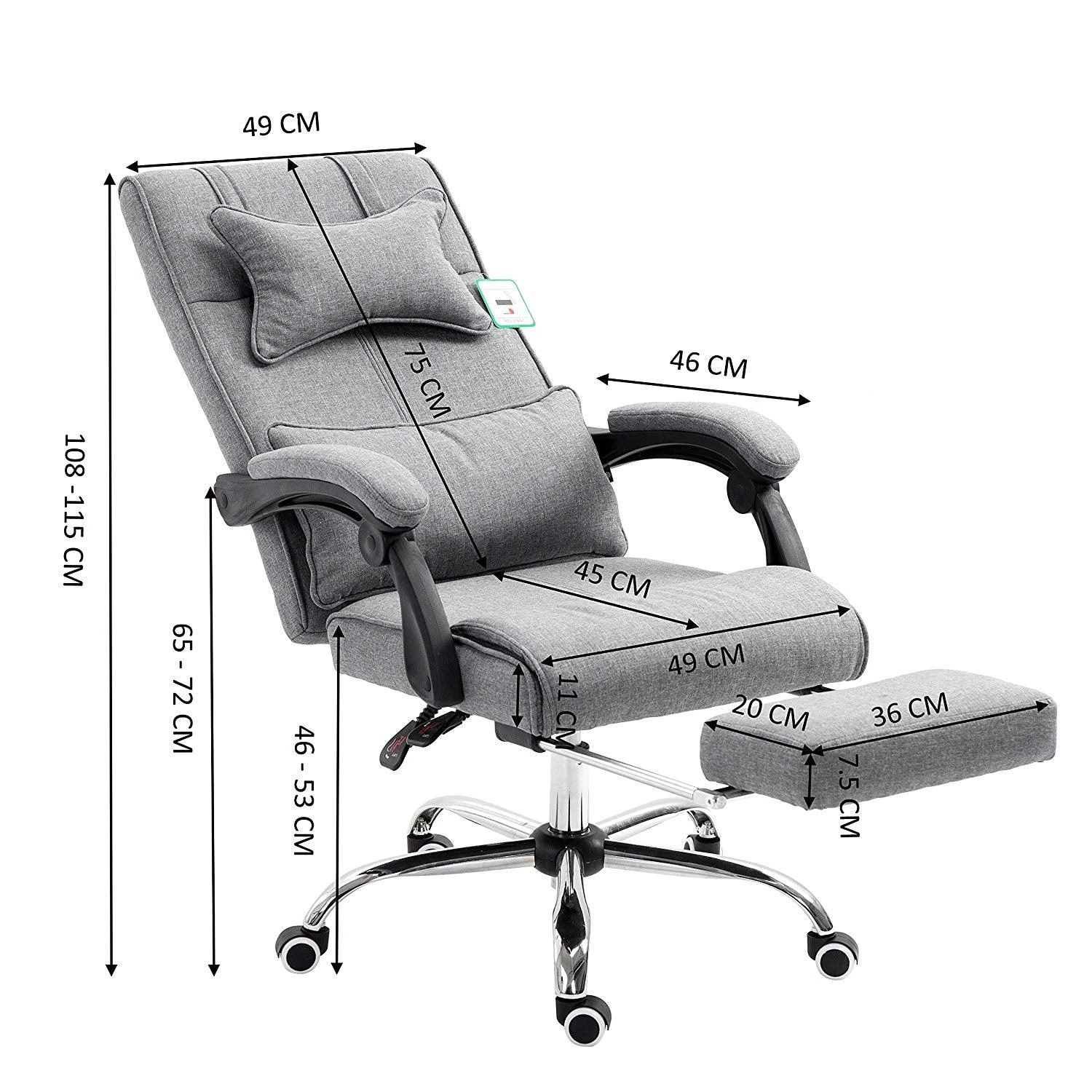 Lawrence Executive Reclining Chair With Foot And Headrest In Grey - Image 2