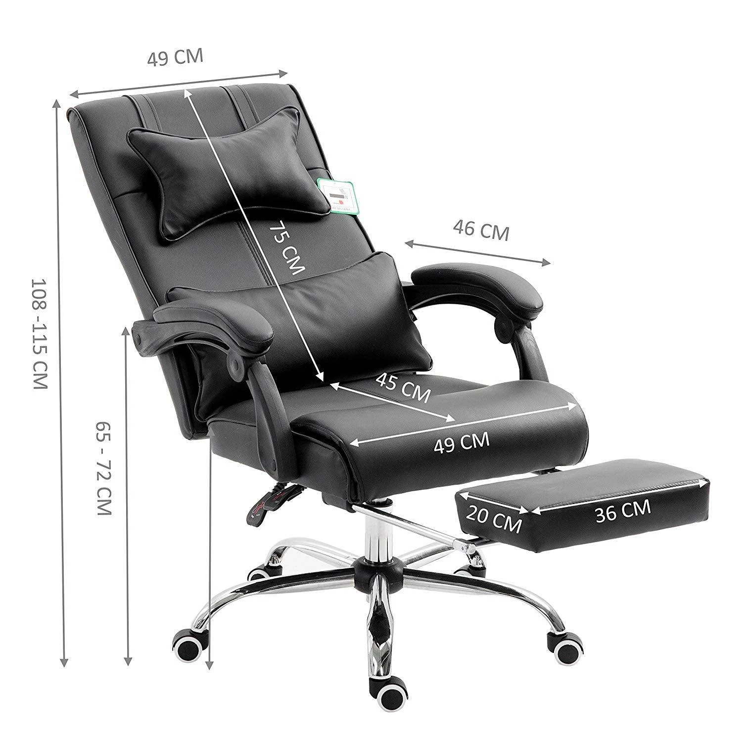 Lawrence Executive Reclining Chair With Foot And Headrest In Black - Image 2