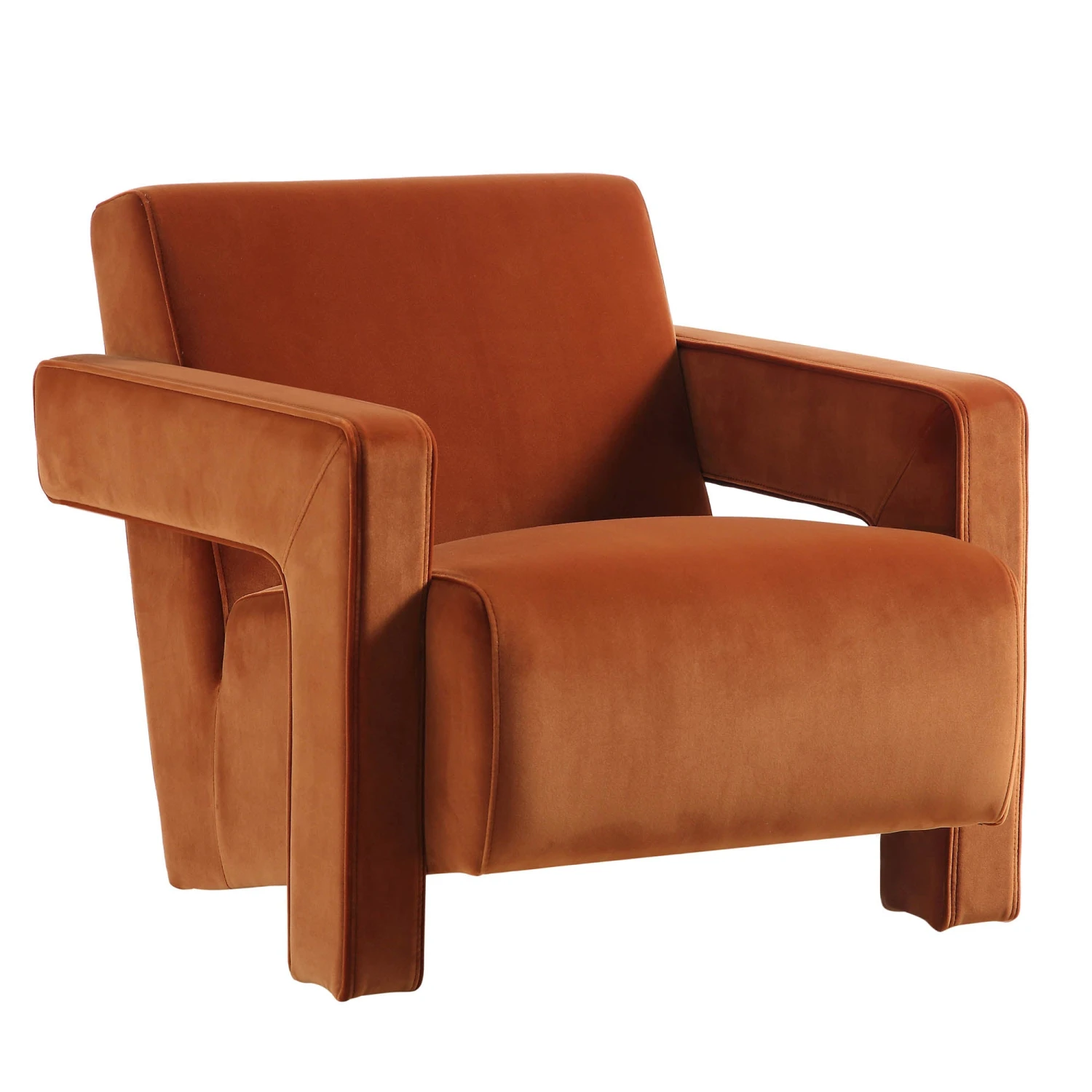 Brompton Sculptural Armchair, Rust Velvet - Image 6