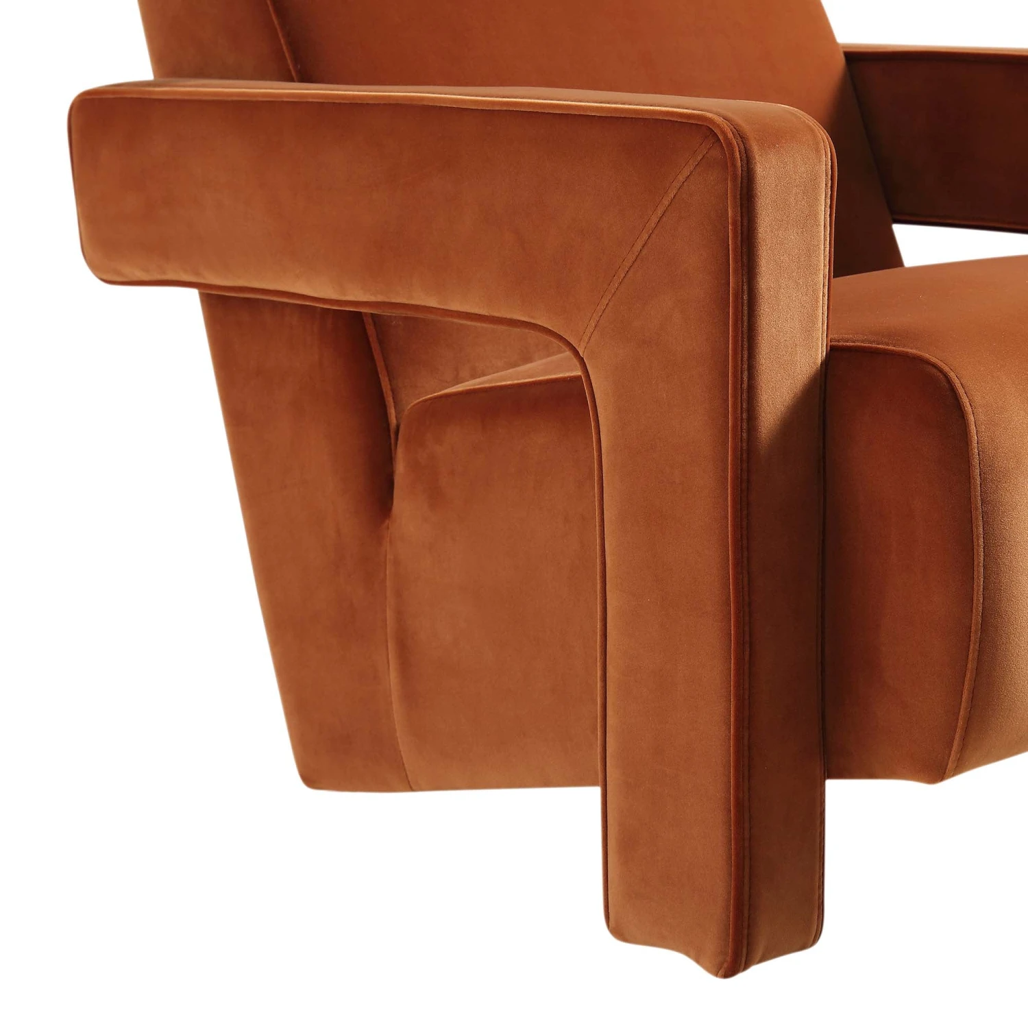 Brompton Sculptural Armchair, Rust Velvet - Image 9