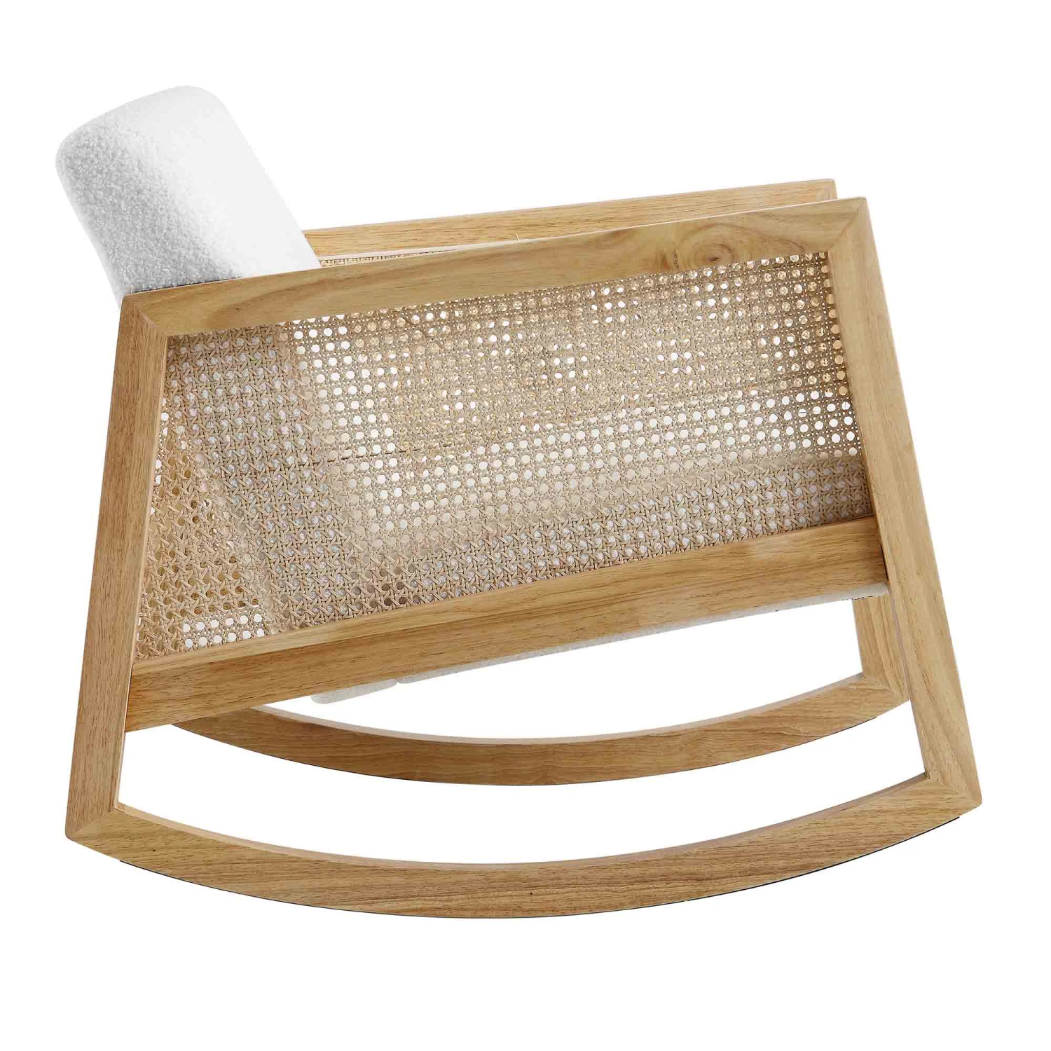 Fyne Ecru Boucle Rocking Armchair With Rattan Armrests - Image 6