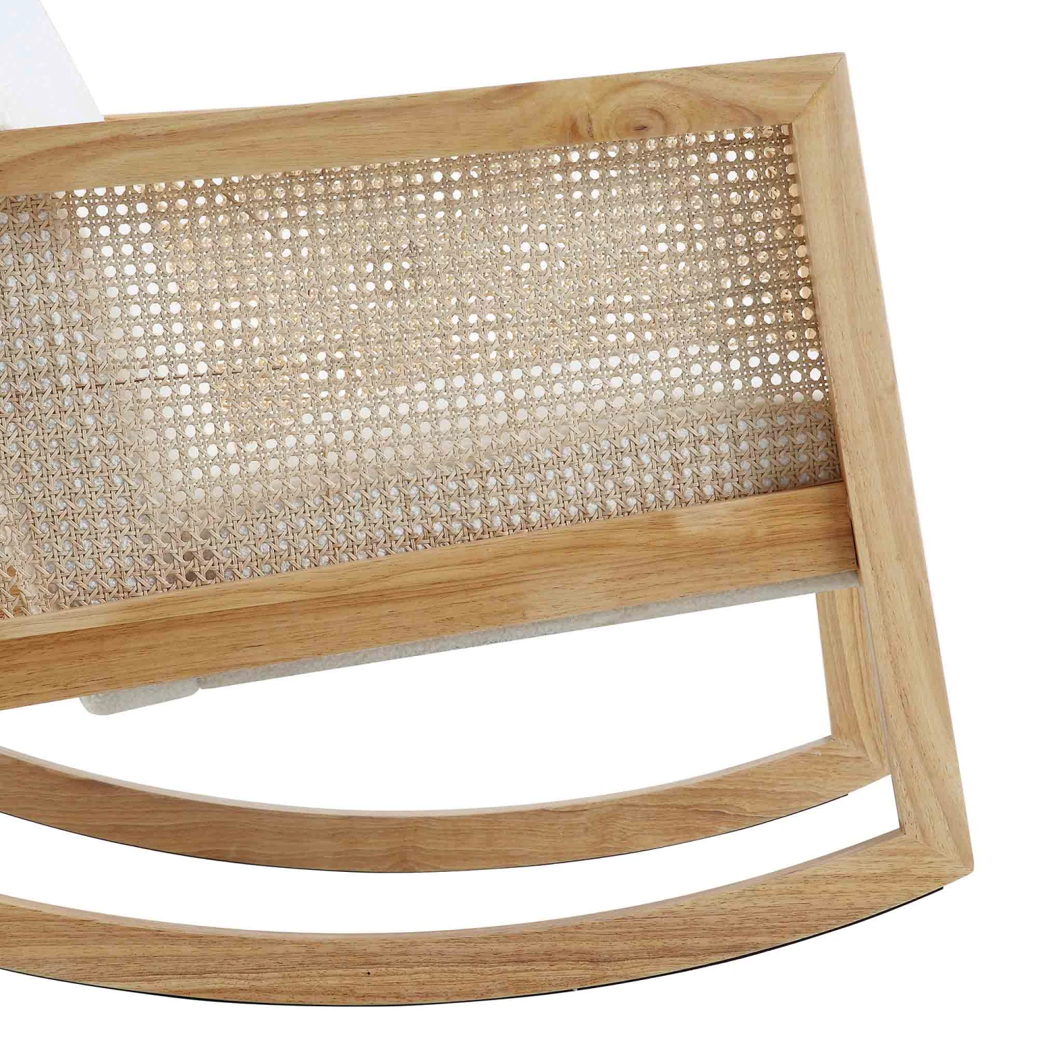 Fyne Ecru Boucle Rocking Armchair With Rattan Armrests - Image 11