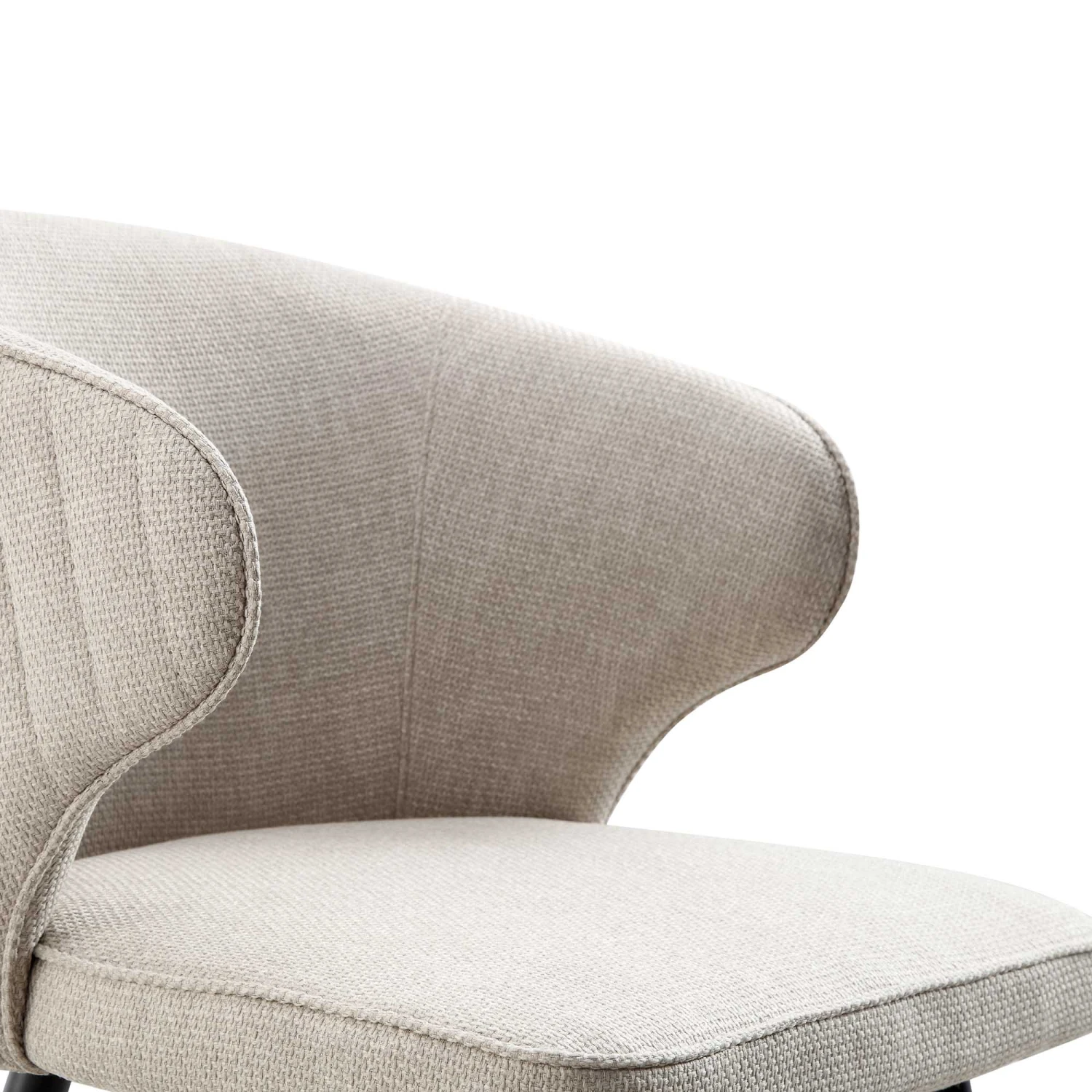 Langham Set Of 2 Oatmeal Woven Fabric Carver Dining Chairs With Fluted Back - Image 12