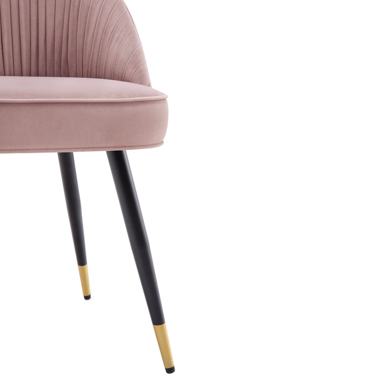 Miyae Set Of 2 Pleated Pale Pink Velvet Upholstered Dining Chairs - Image 11