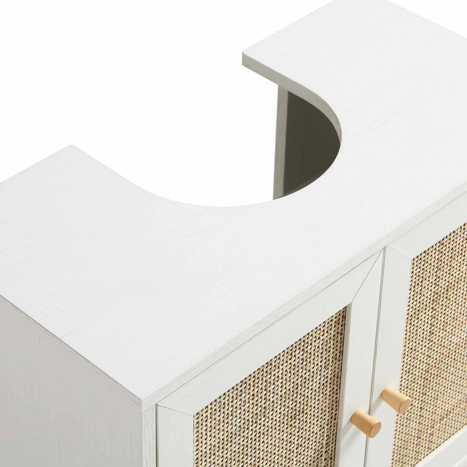 Frances Woven Rattan 2-Door Bathroom Undersink Unit, White - Image 10