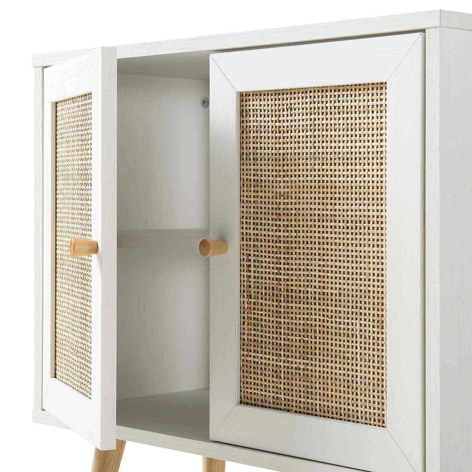 Frances Woven Rattan 2-Door Bathroom Undersink Unit, White - Image 12
