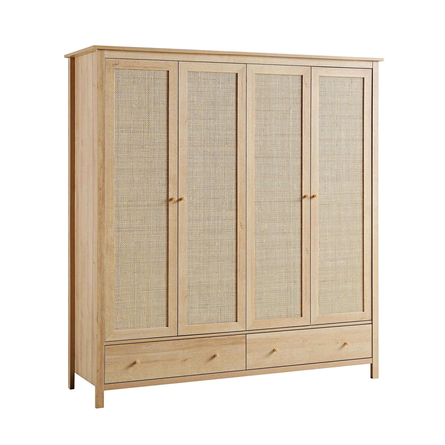 Frances Rattan 4-Door Wardrobe With 2 Drawers, Natural - Image 6