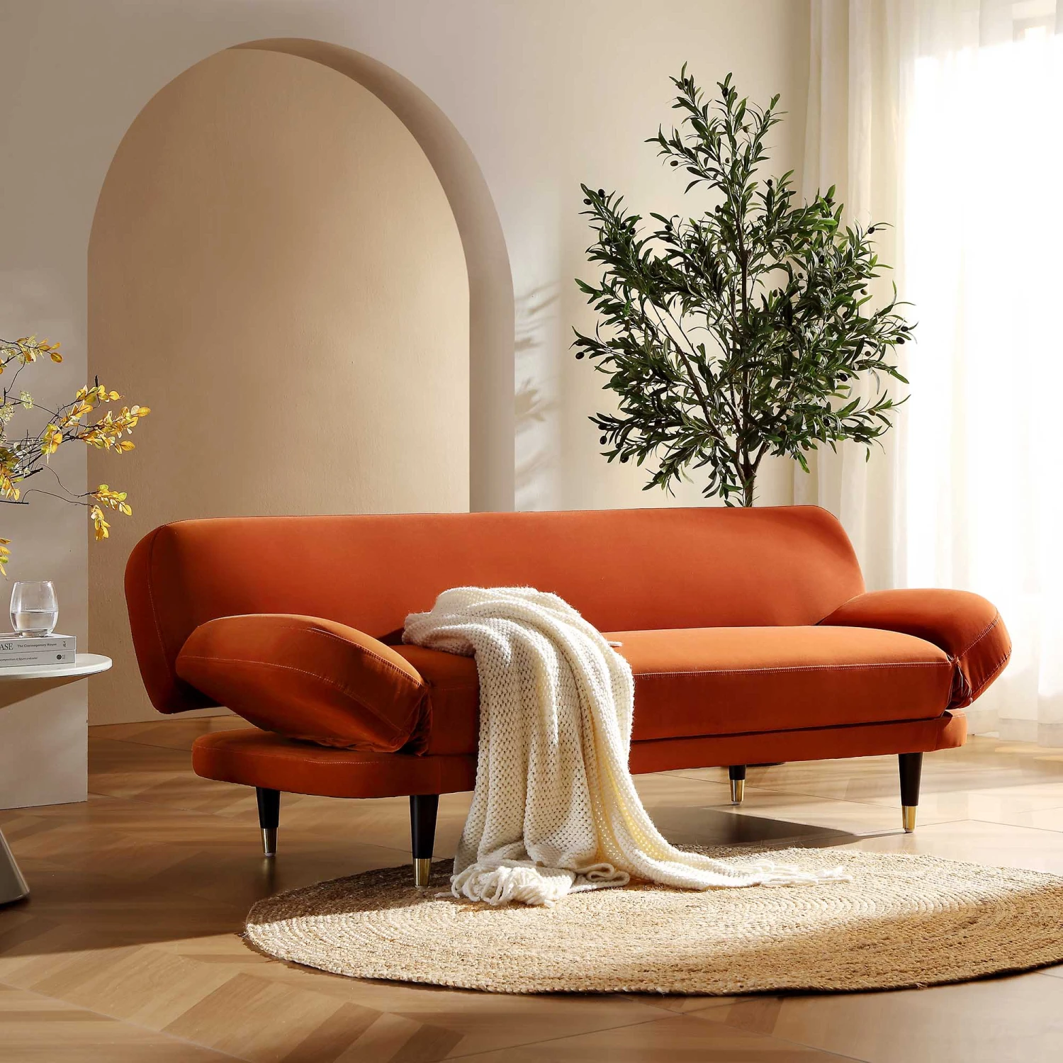 Solna 2-Seater Sofa Bed, Rust Velvet