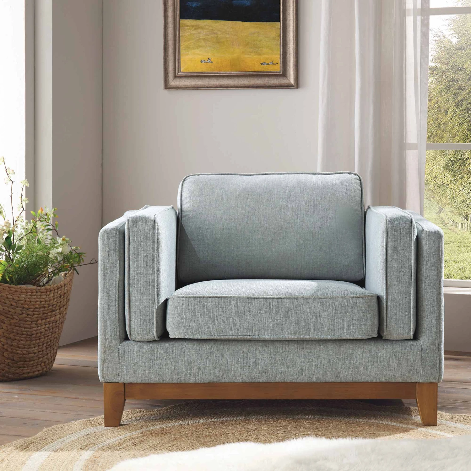 Dipley Sage Fabric Sofa, 1-Seater - Image 2