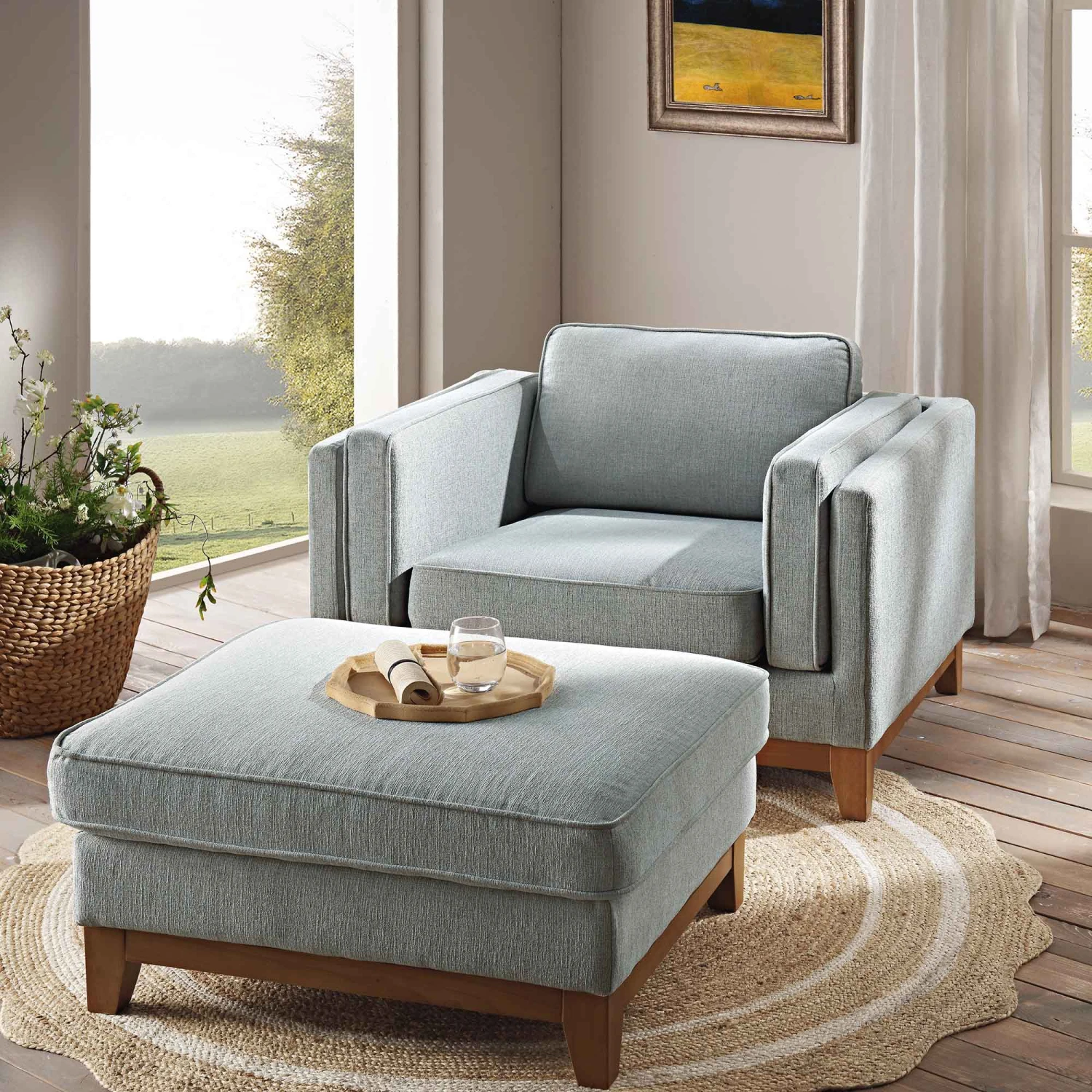 Dipley Sage Fabric Sofa, 1-Seater - Image 3