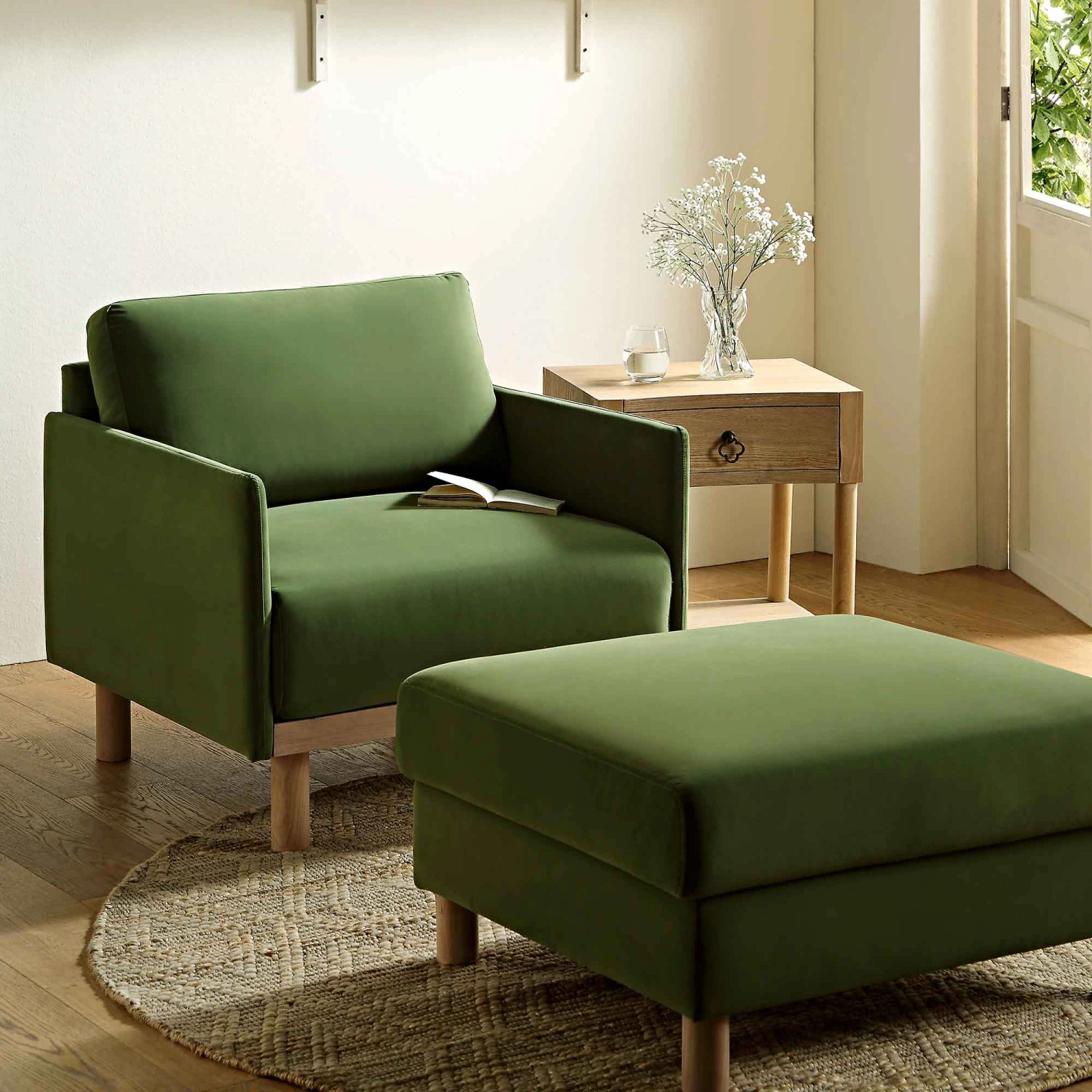 Timber Fern Green Velvet Armchair - Image 3