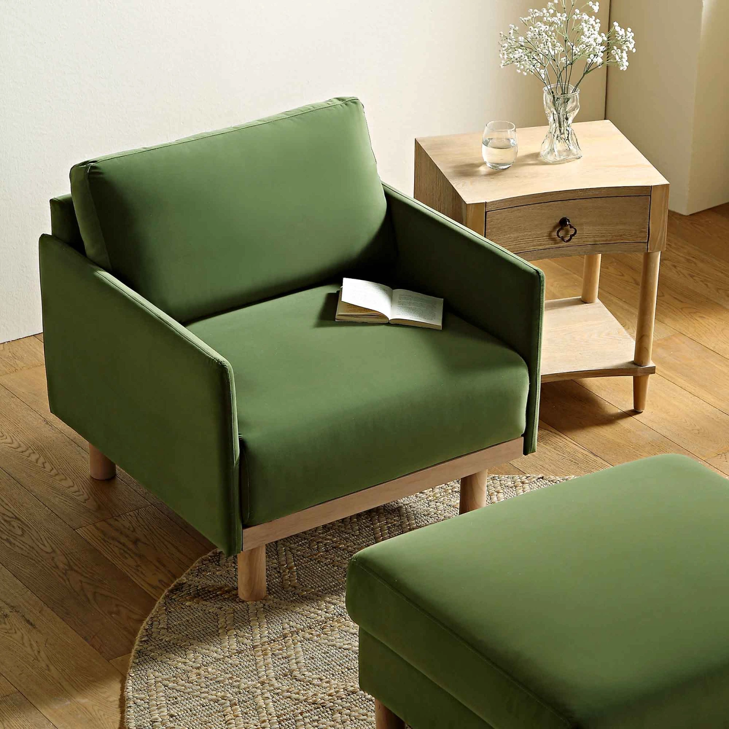 Timber Fern Green Velvet Armchair - Image 4