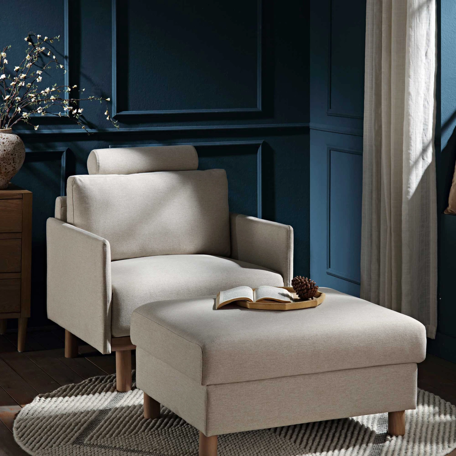 Timber Oatmeal Fabric Armchair - Image 3