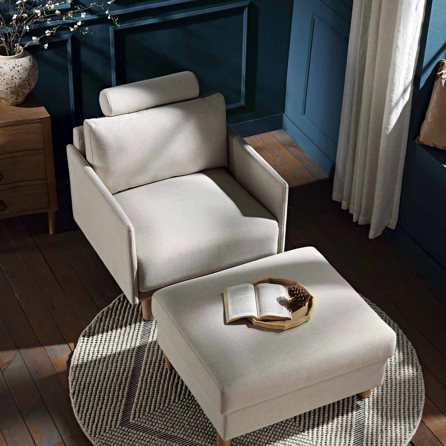 Timber Oatmeal Fabric Armchair - Image 4