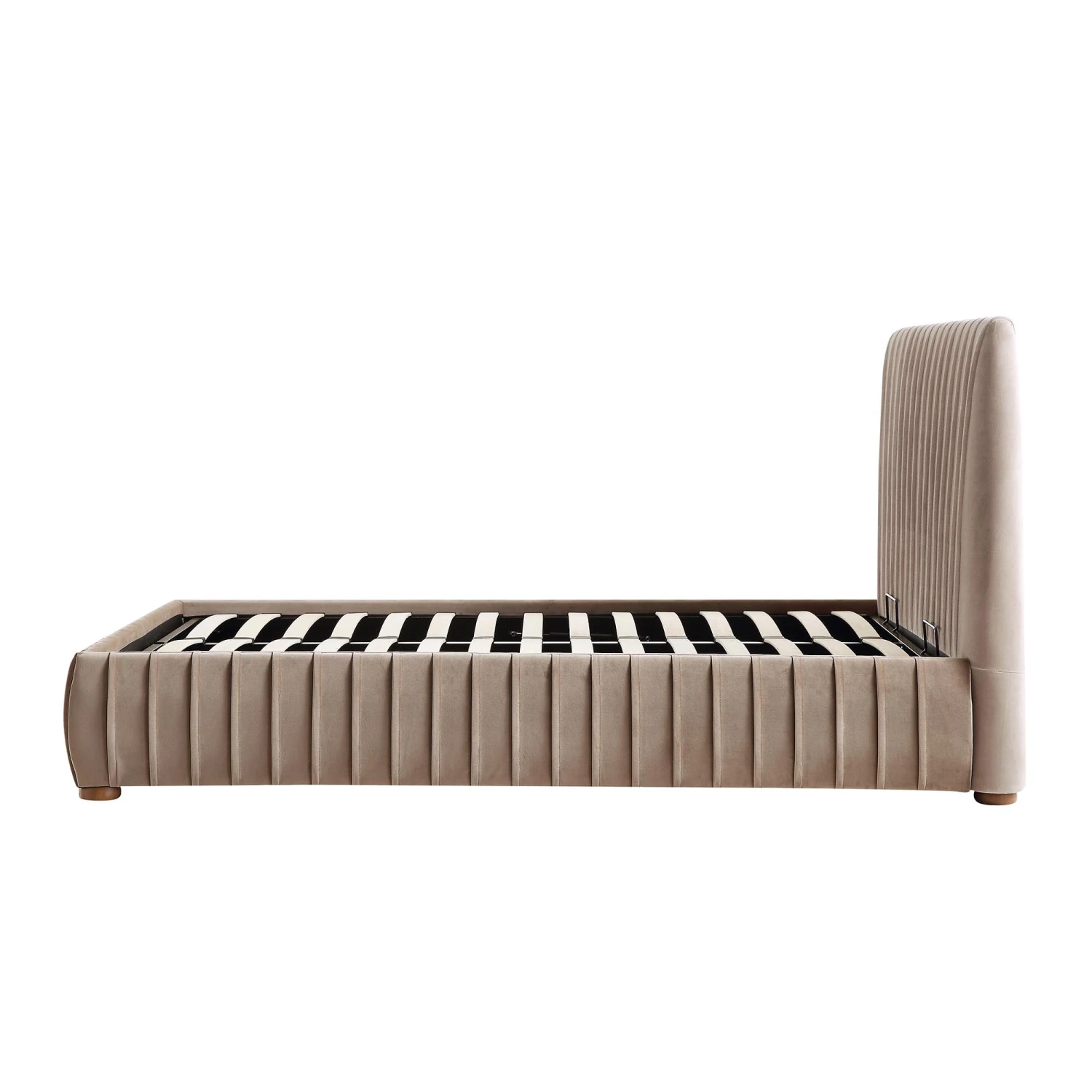 Helia Pleated Ottoman Storage Bed, Taupe Velvet - Image 10