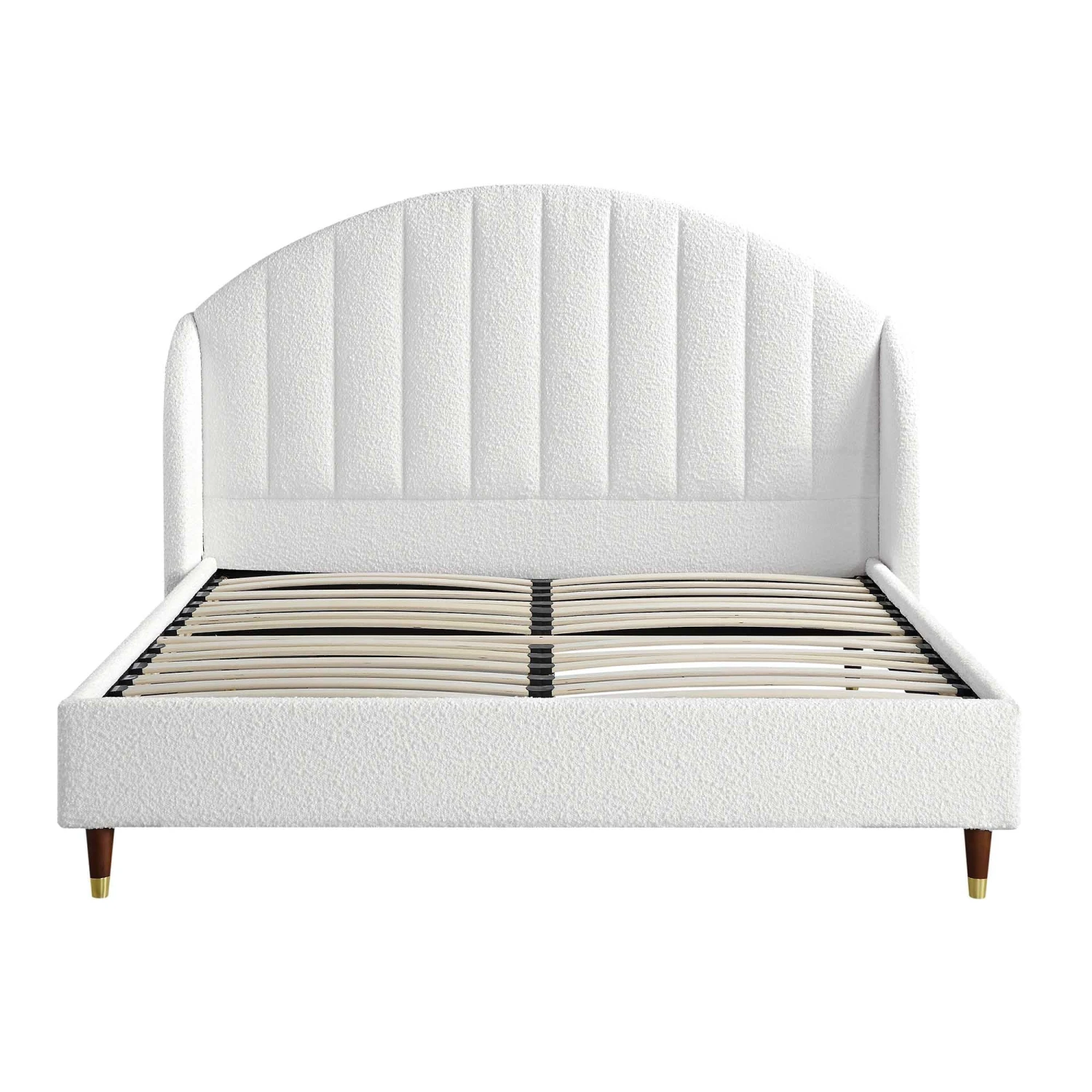 Eleanor White Boucle Upholstered Bed Frame With Domed Headboard - Image 5