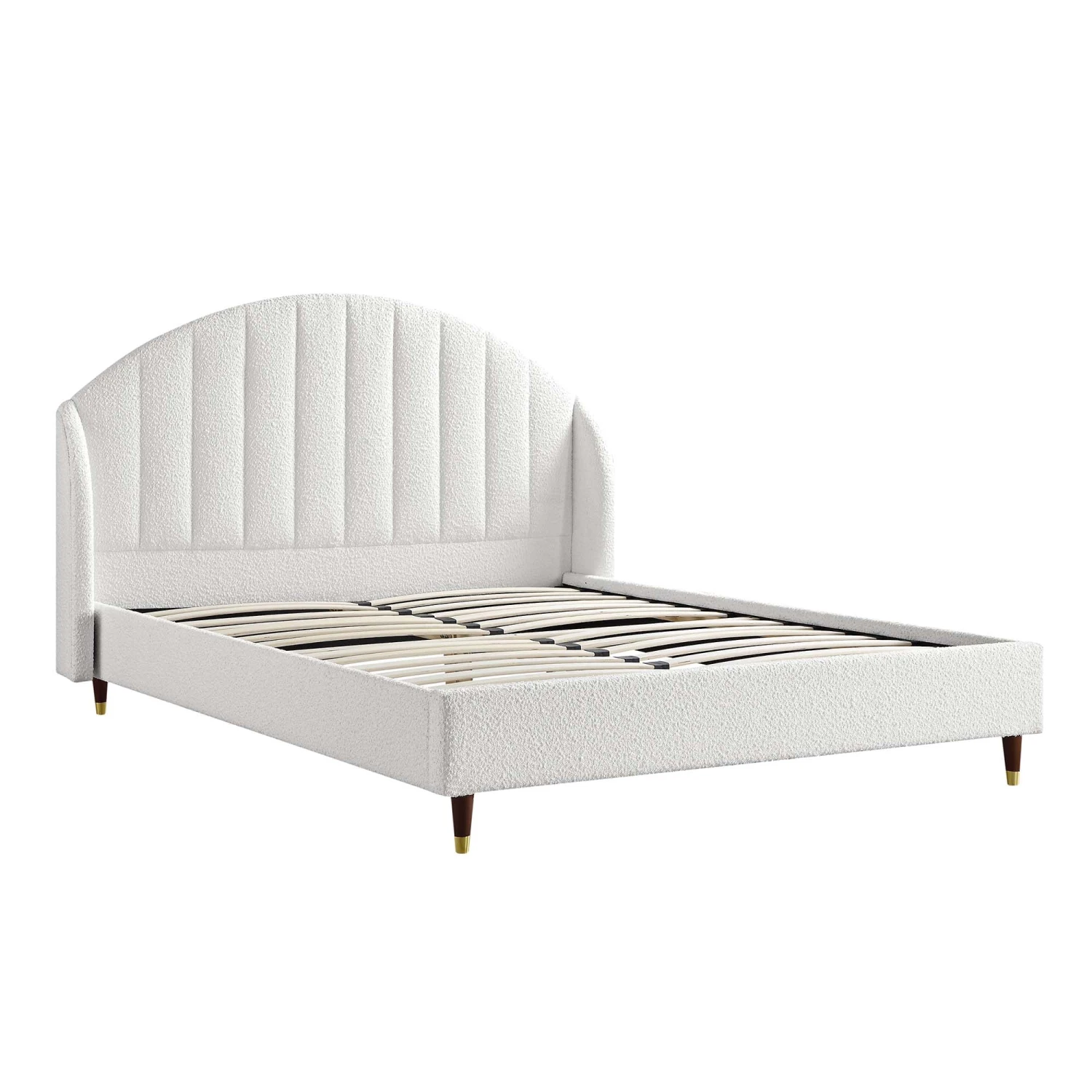 Eleanor White Boucle Upholstered Bed Frame With Domed Headboard - Image 6