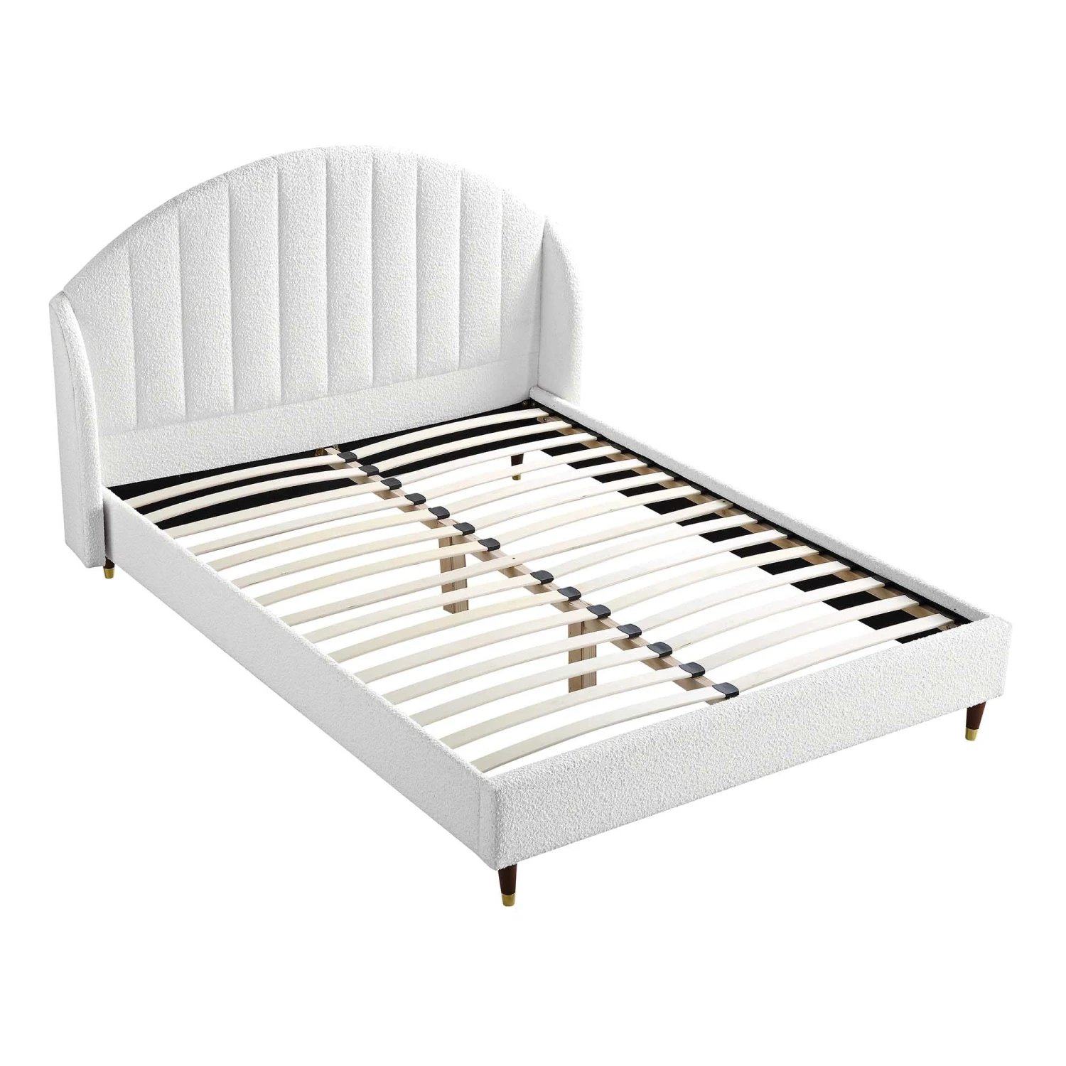 Eleanor White Boucle Upholstered Bed Frame With Domed Headboard - Image 7