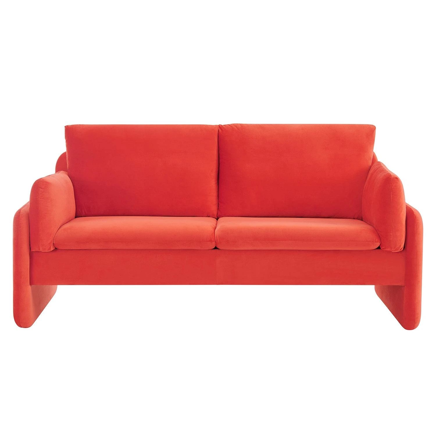 Clapham 2-Seater Flaming Orange Velvet Fabric Sofa - Image 4