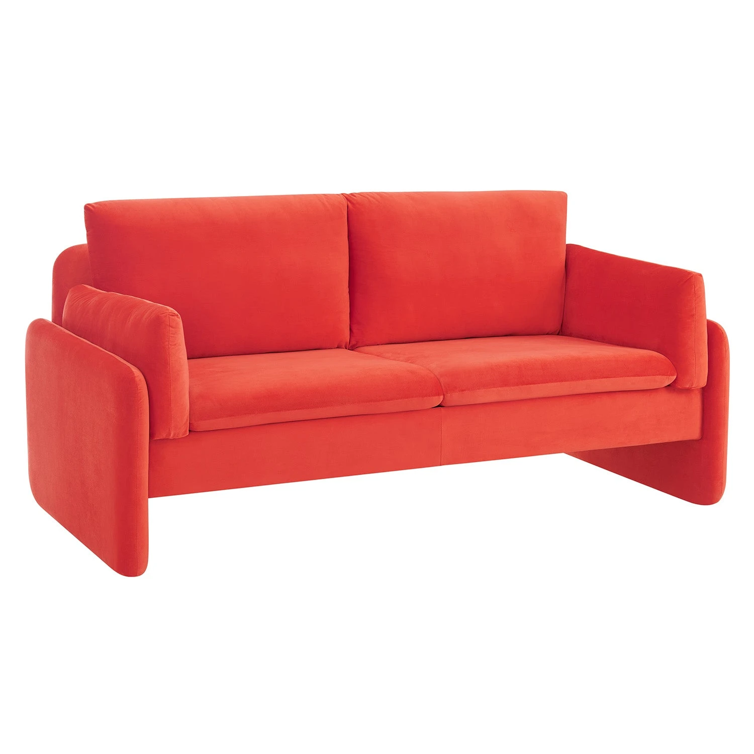 Clapham 2-Seater Flaming Orange Velvet Fabric Sofa - Image 5
