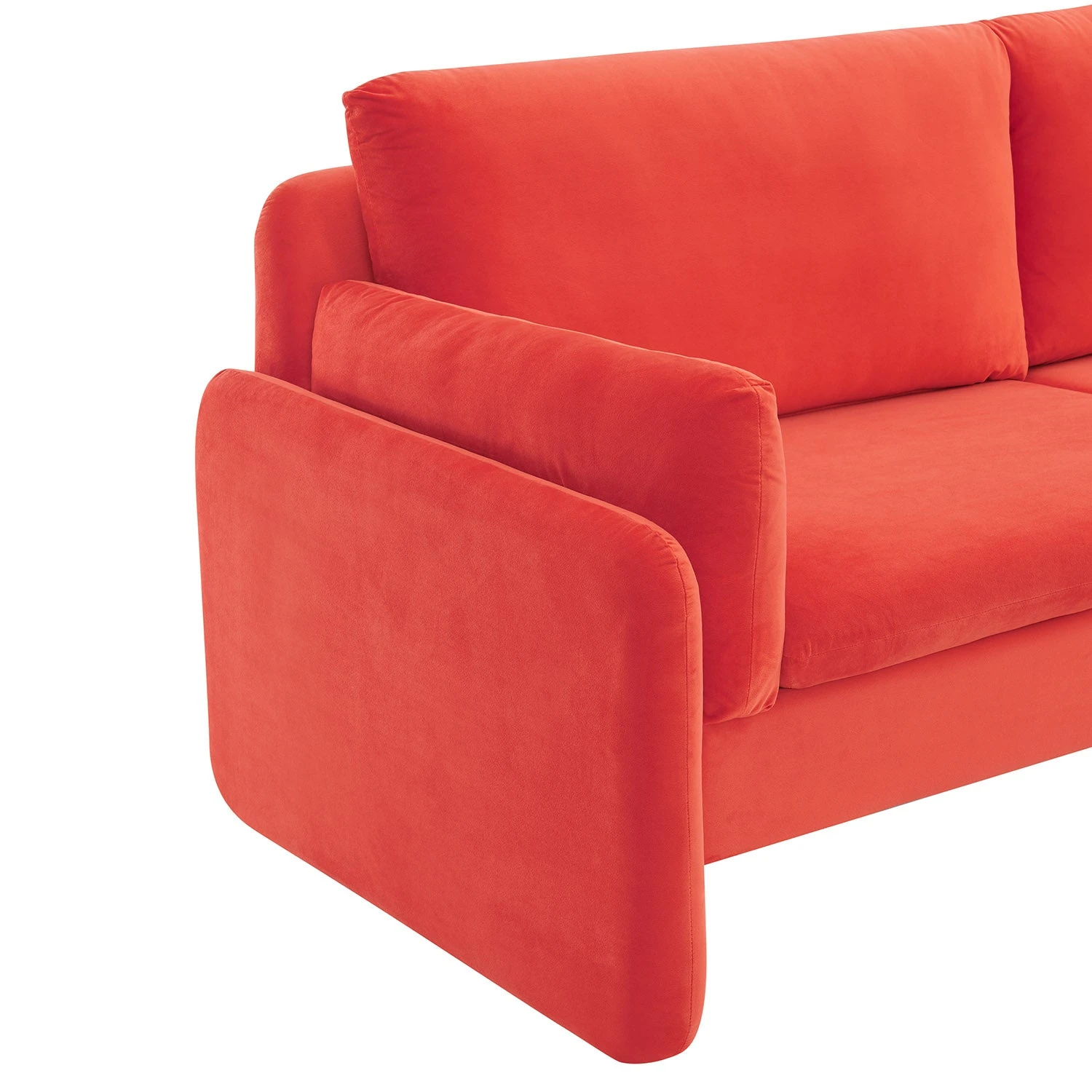 Clapham 2-Seater Flaming Orange Velvet Fabric Sofa - Image 8