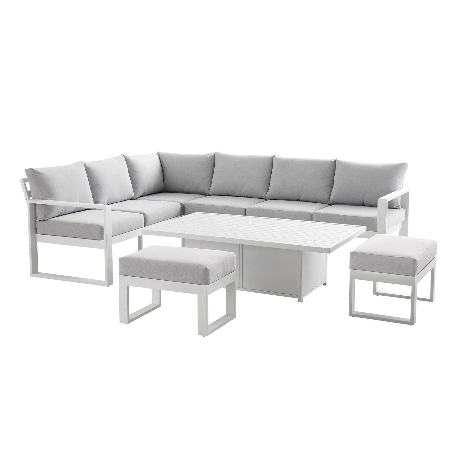 Albany Aluminium Large Corner Casual Dining Set With Rising Table, White - Image 3