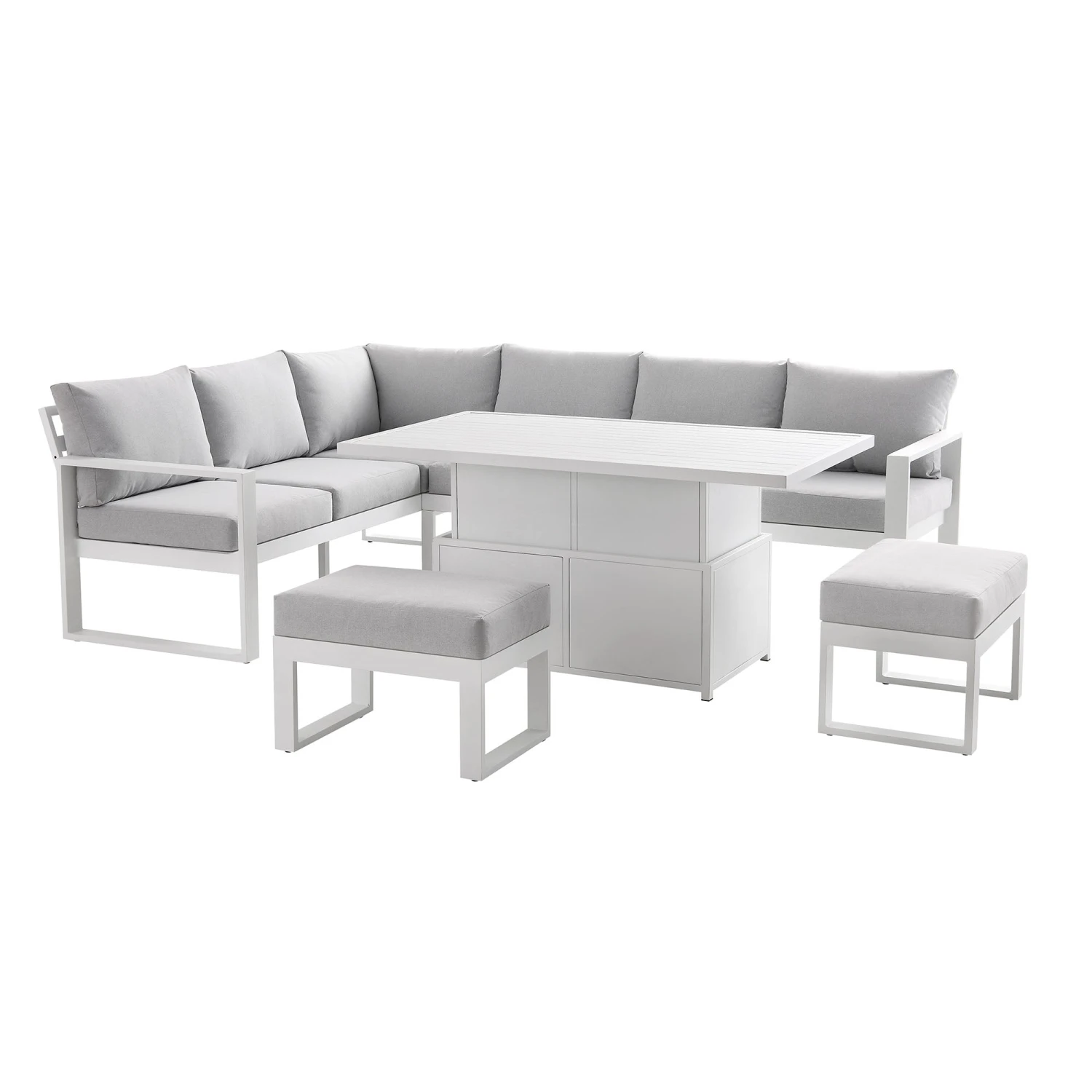 Albany Aluminium Large Corner Casual Dining Set With Rising Table, White - Image 5