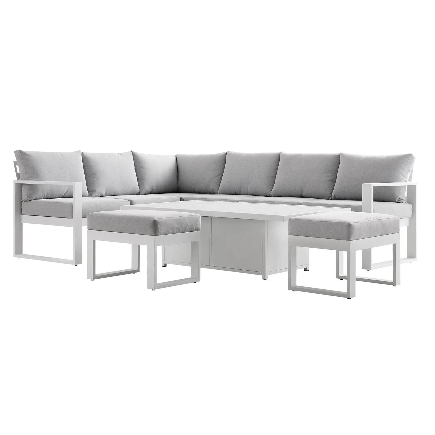 Albany Aluminium Large Corner Casual Dining Set With Rising Table, White - Image 7