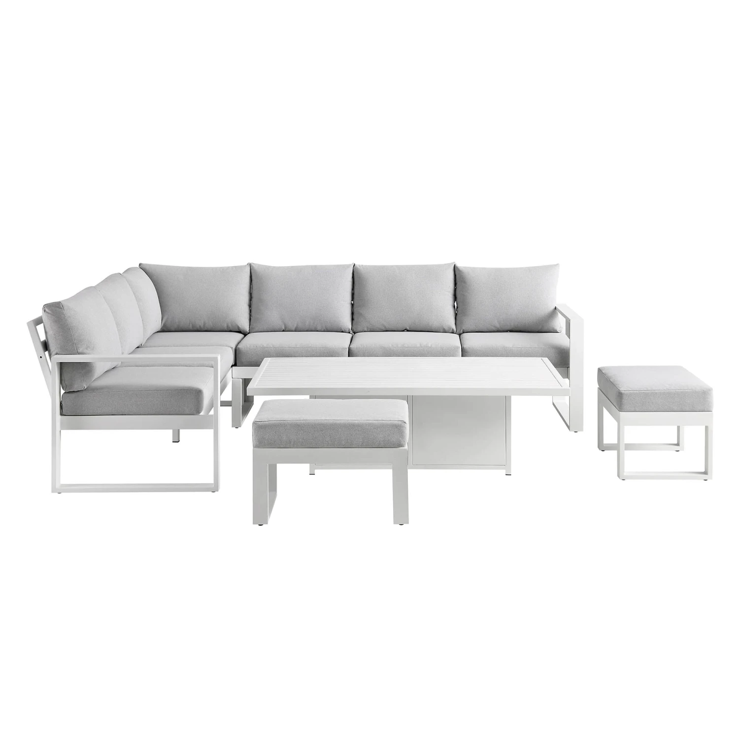 Albany Aluminium Large Corner Casual Dining Set With Rising Table, White - Image 9