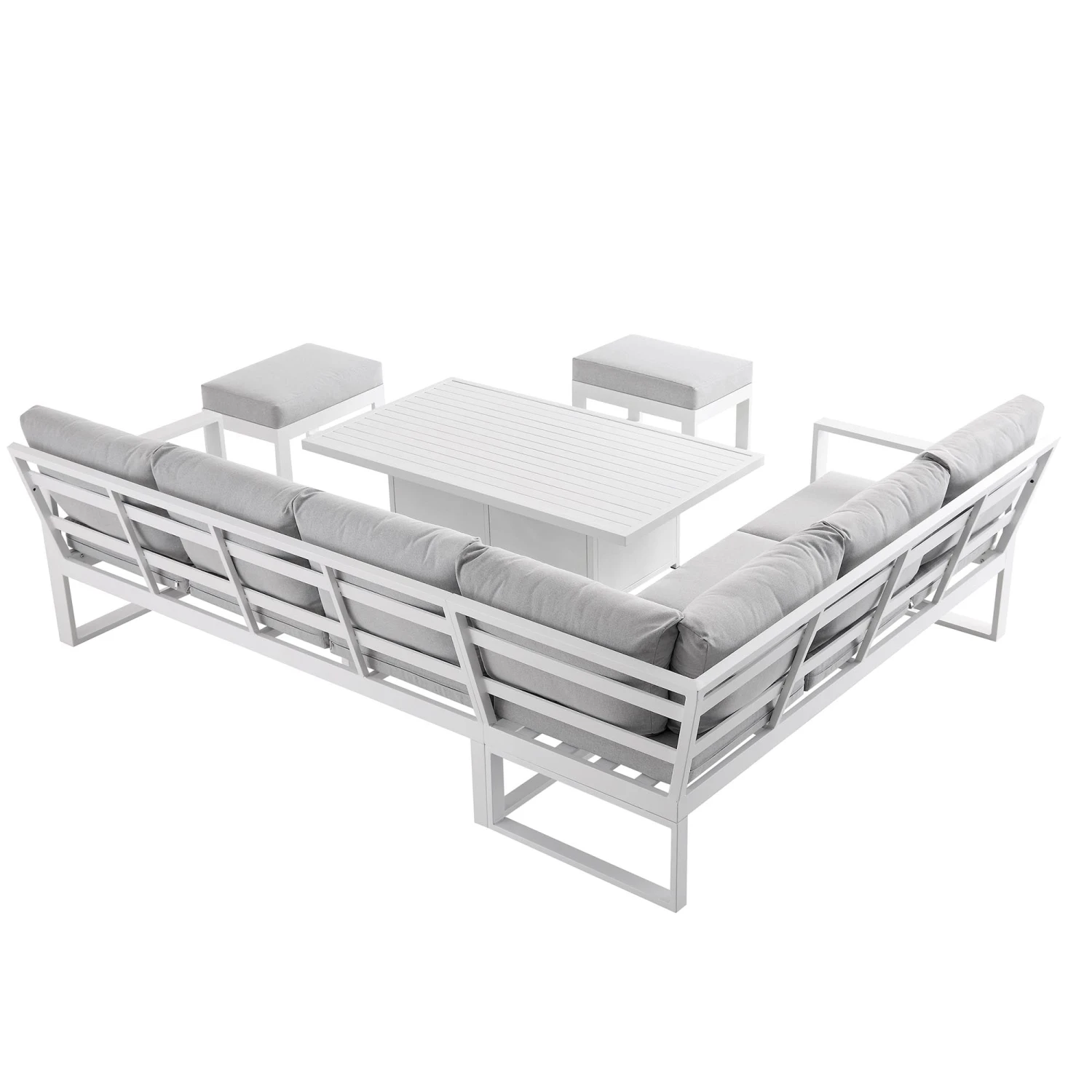 Albany Aluminium Large Corner Casual Dining Set With Rising Table, White - Image 10