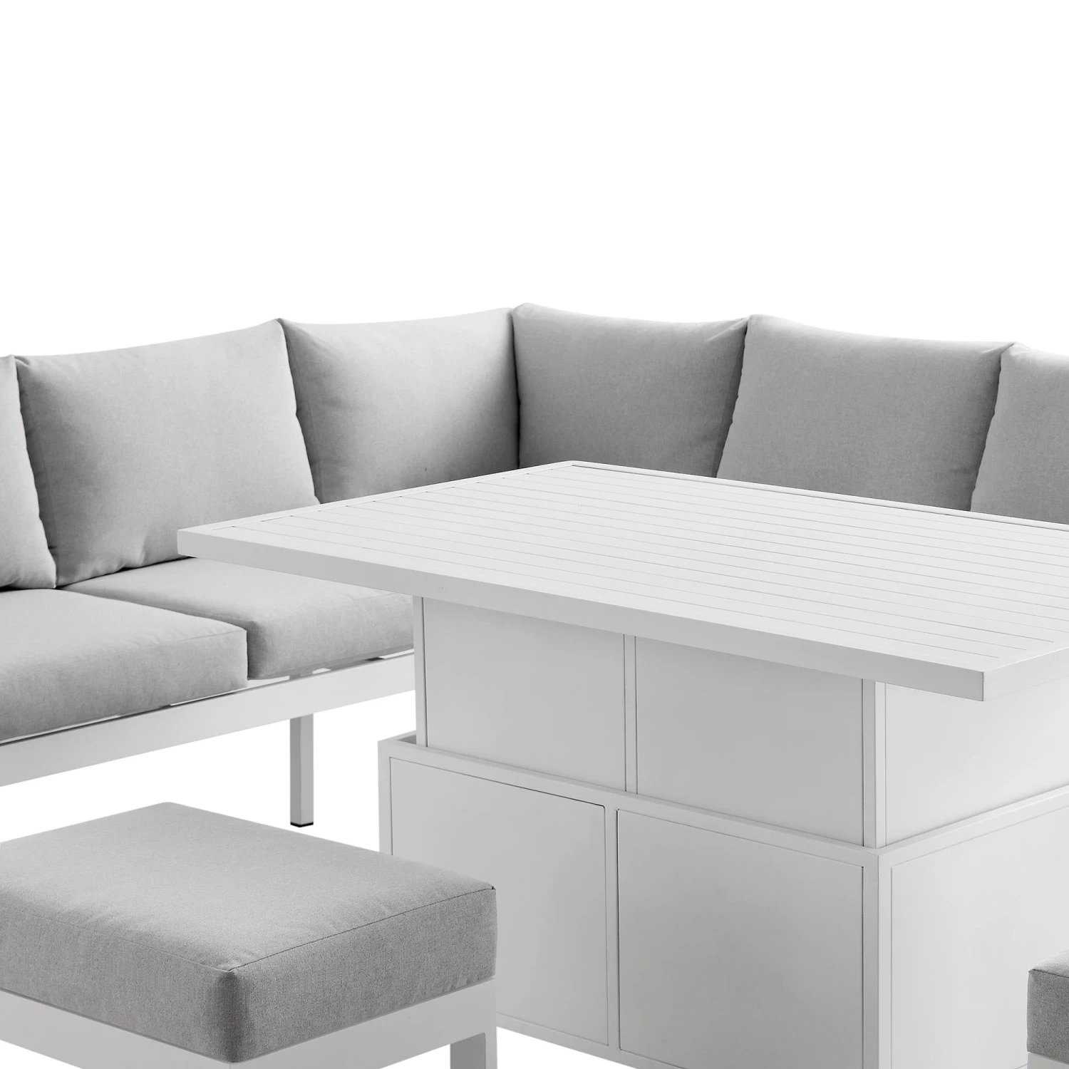 Albany Aluminium Large Corner Casual Dining Set With Rising Table, White - Image 11