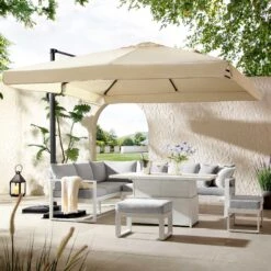 Albany Aluminium Large Corner Casual Dining Set With Rising Table, White