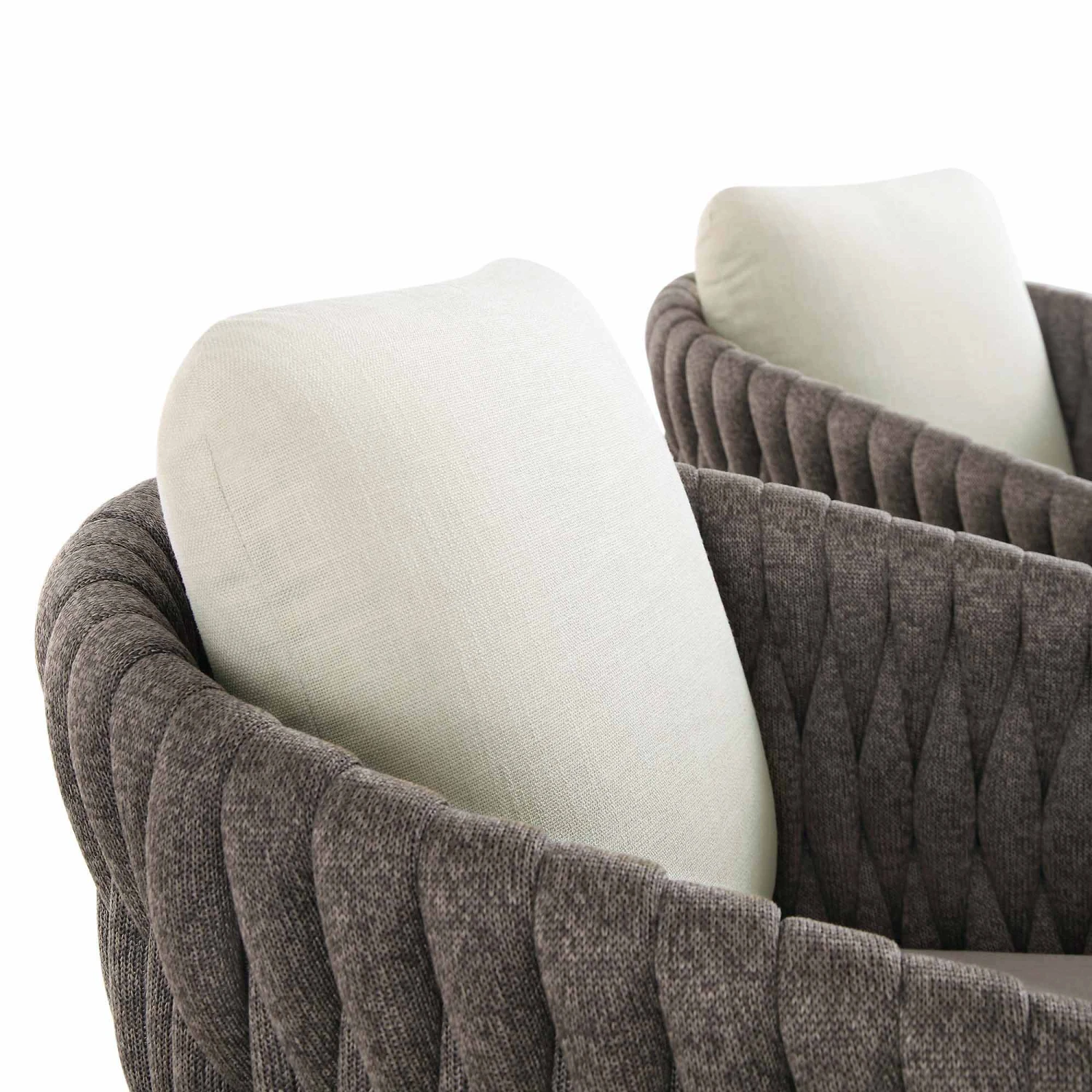 Montebello 6-Seater Outdoor Taupe Rope And Aluminium Oval Dining Set With White Ceramic Dining Table - Image 12