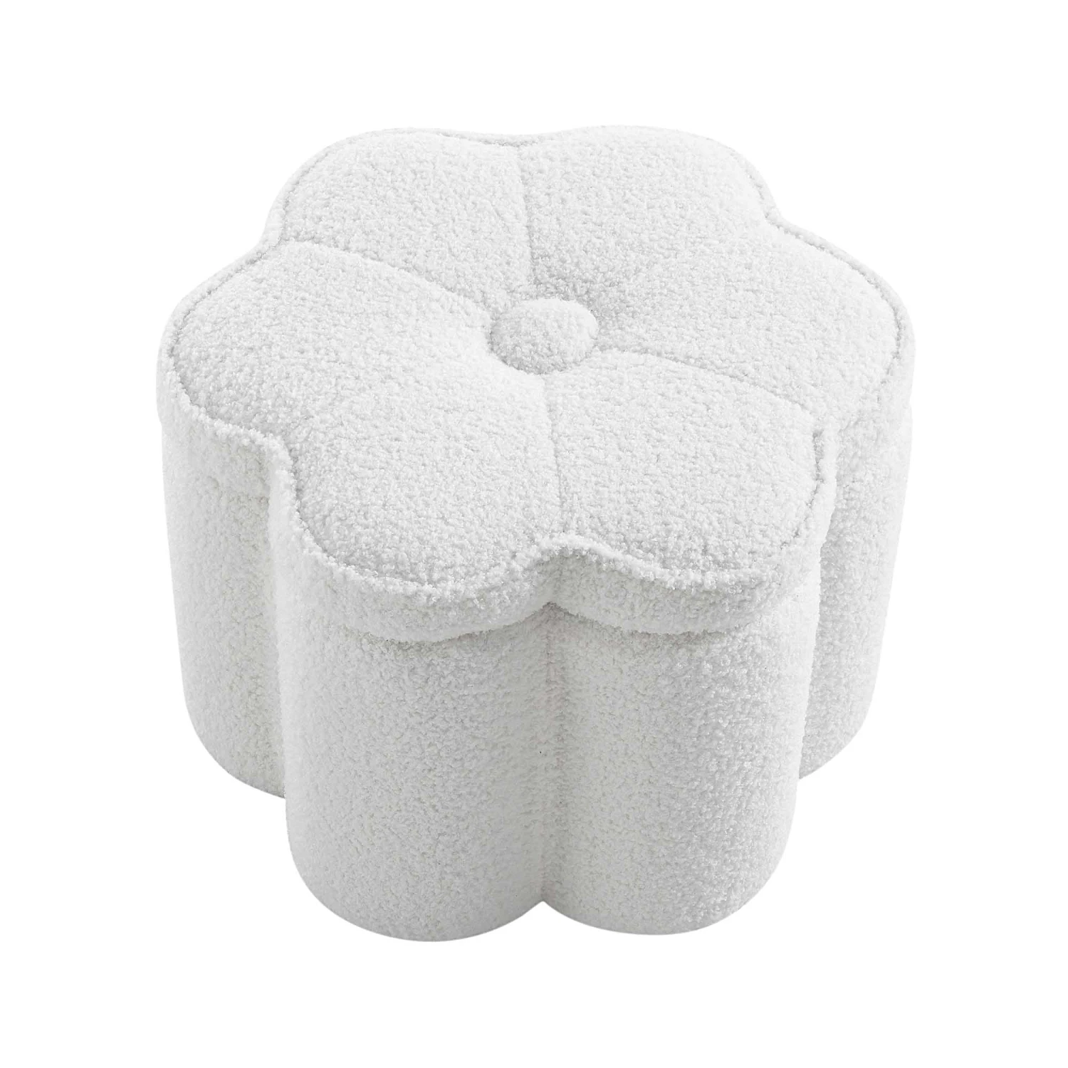 Pollie White Teddy Boucle Storage Stool - Image 4
