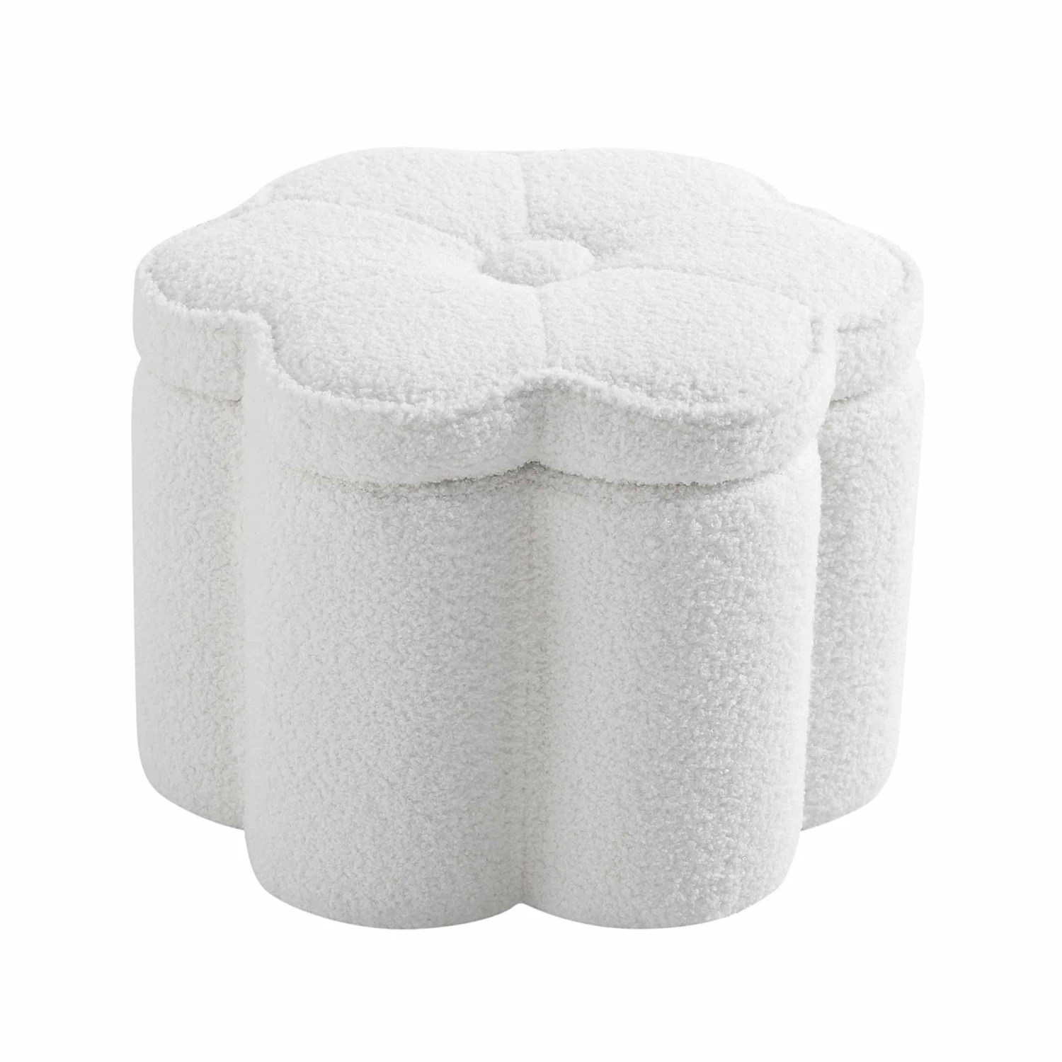 Pollie White Teddy Boucle Storage Stool - Image 8