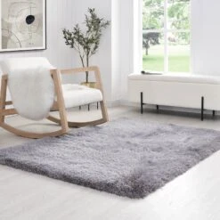 Silver Tufted Shaggy Rug 160 X 230 Cm