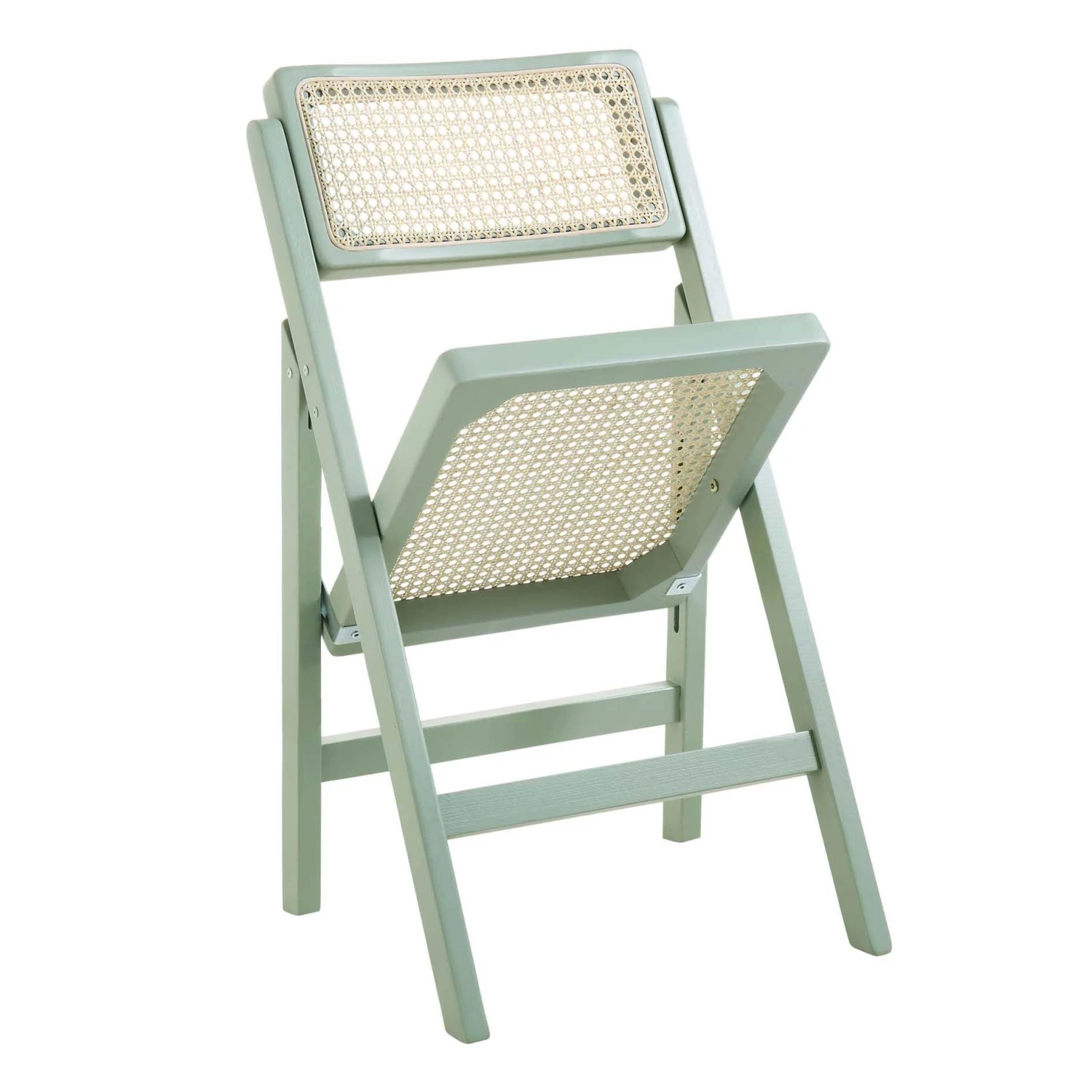 Frances Set Of 2 Folding Cane Rattan Chairs, Mint - Image 8
