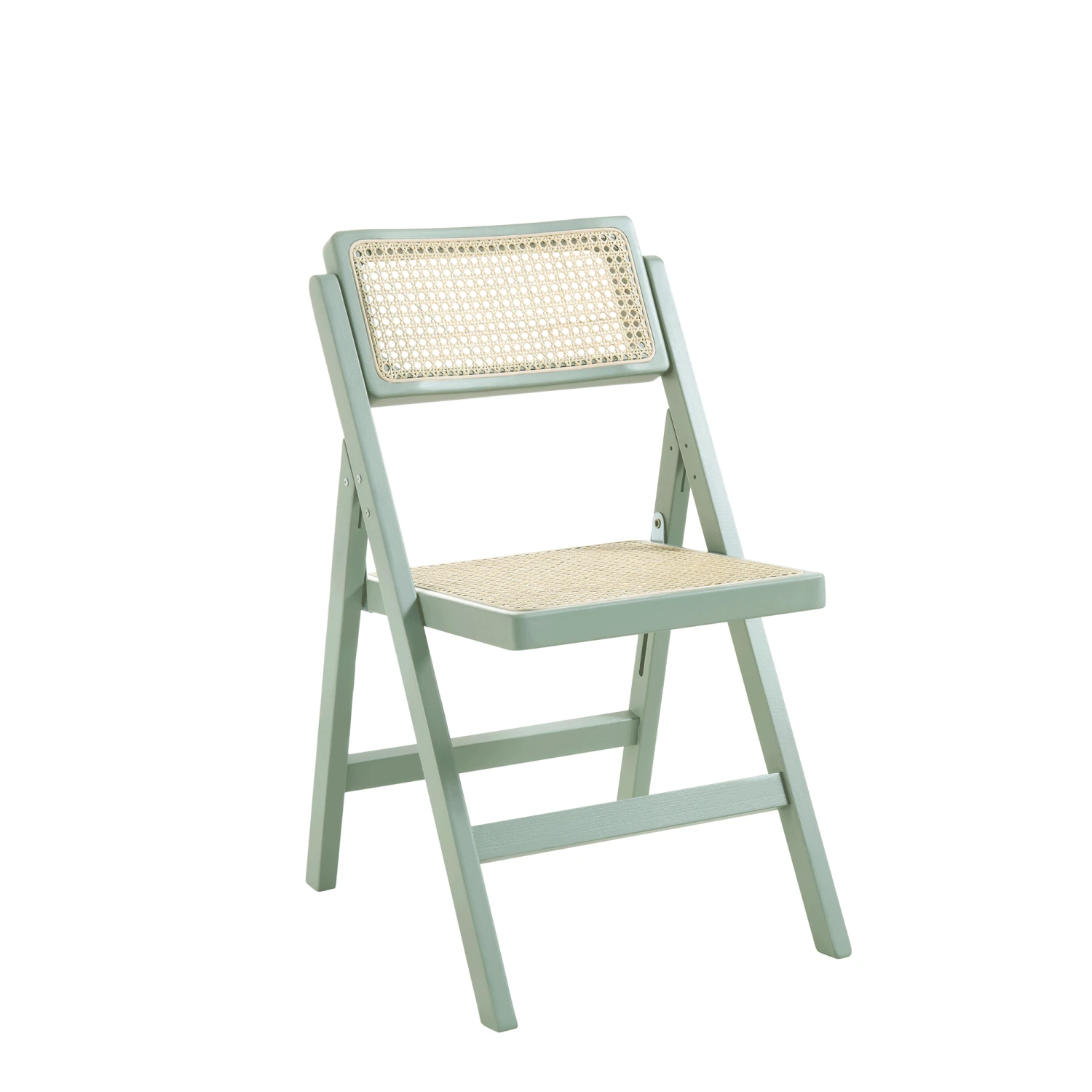 Frances Set Of 2 Folding Cane Rattan Chairs, Mint - Image 4