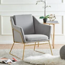 Hedy Accent Chair In Grey Velvet