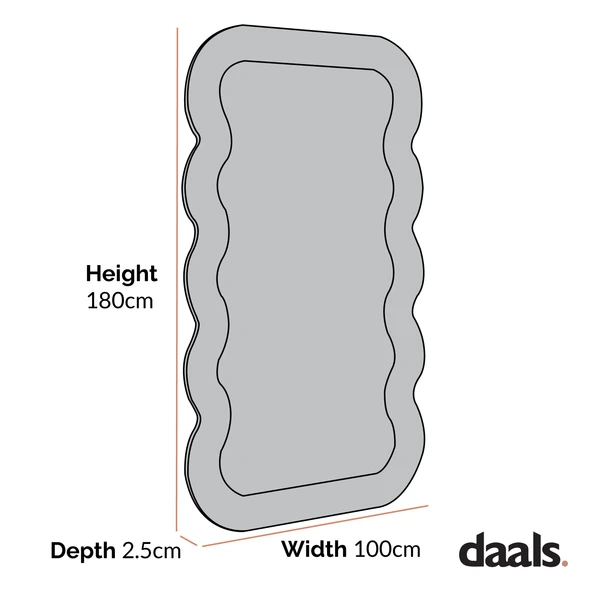 Venus Full Length Wave Mirror 180 X 100 Cm, Sage Green - Image 5