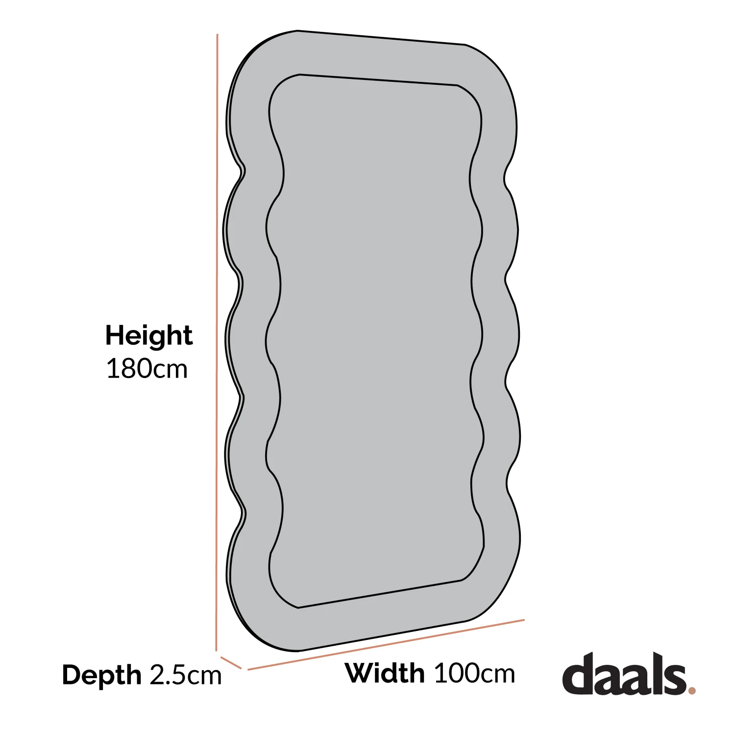 Venus Full Length Wave Mirror 180 X 100 Cm, Washed White - Image 5