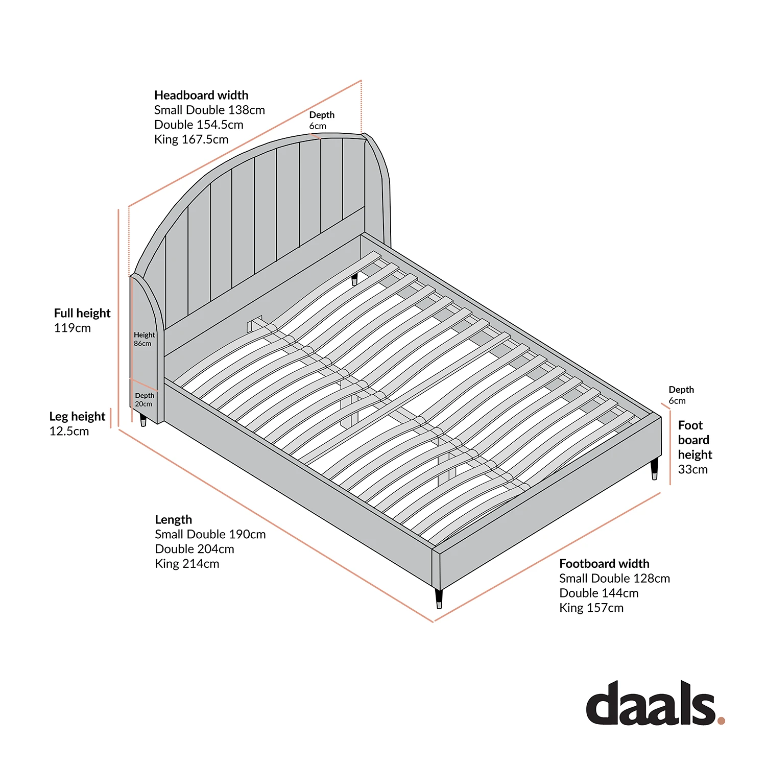 Eleanor White Boucle Upholstered Bed Frame With Domed Headboard - Image 4